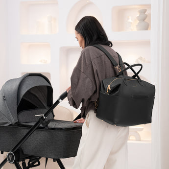 torba dla mam mybabybag czarna plecak dla mamy z przegródkami