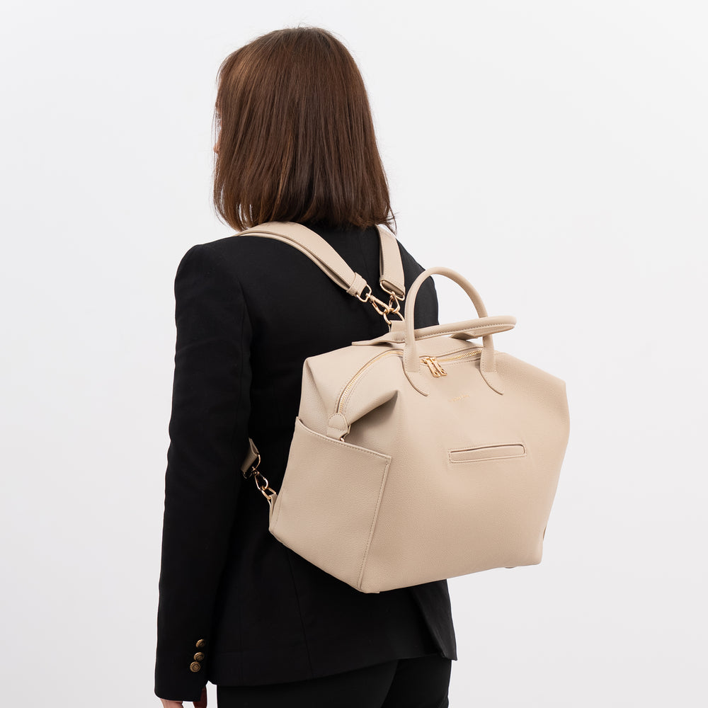 Beige rugzakriemen voor de MyBabyBag-luiertas