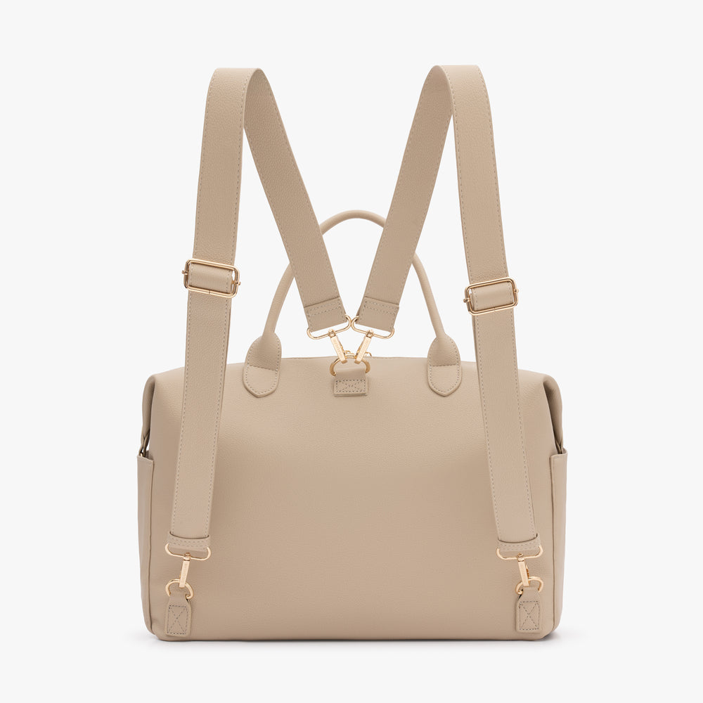 Beige rugzakriemen voor de MyBabyBag-luiertas